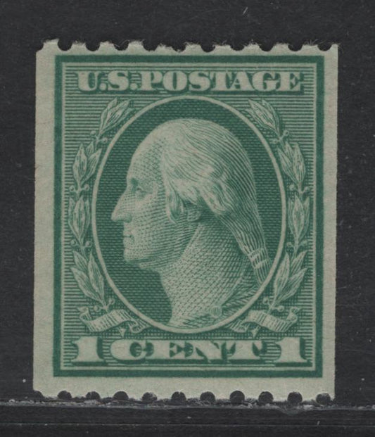 Lot 409 United States Of America SC#486 1c Bluish Green George Washington, 1908-1920 Washington-Franklin Issue, A VFNH Single Rotary Press Coil, Perf. 10 Horizontally, Unwatermarked