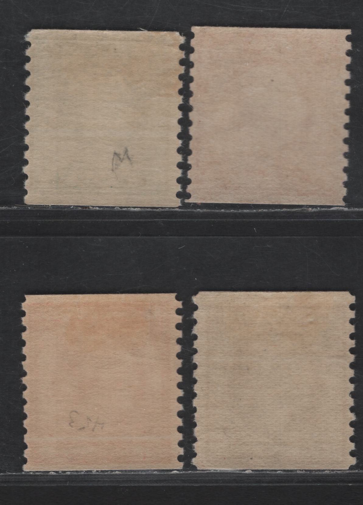 Lot 412 United States Of America SC#490, 492, 494 1c-3c Bluish Green, Rose Carmine, Bright Rose, Pale Violet George Washington, 1908-1920 Washington-Franklin Issue, 3 Fine OG Singles Rotary Press Coil Singles, Perf. 10 Vertically, 2c Is Type 3