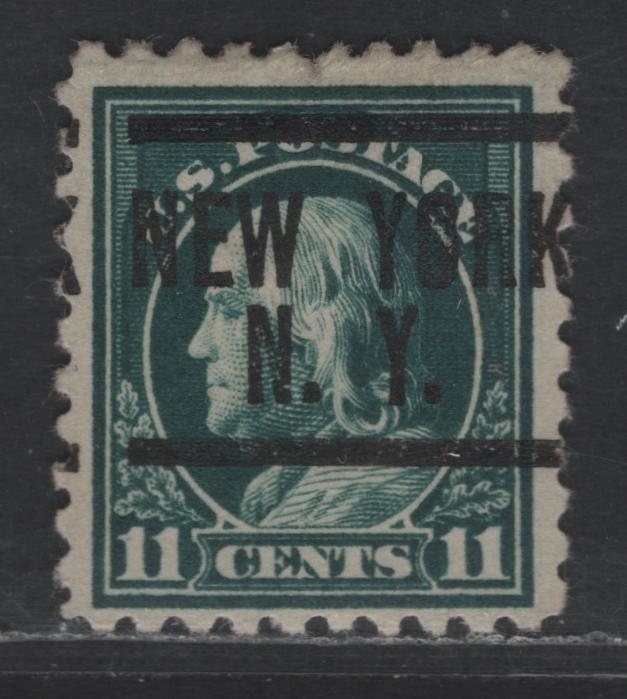 Lot 423 United States Of America SC#473 11c Dark Myrtle Green Benjamin Franklin, 1908-1920 Washington-Franklin Issue, A Fine Used Single Perf. 10, Unwatermarked, New York, NY Precancel