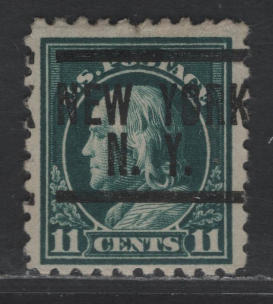 Lot 423 United States Of America SC#473 11c Dark Myrtle Green Benjamin Franklin, 1908-1920 Washington-Franklin Issue, A Fine Used Single Perf. 10, Unwatermarked, New York, NY Precancel