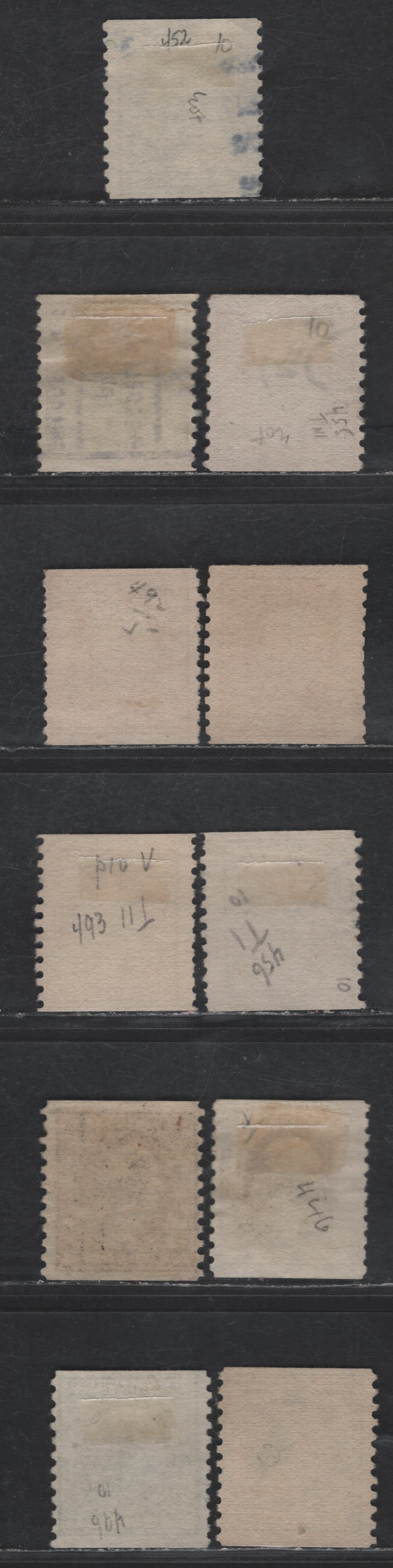 Lot 427 United States Of America SC#490, 492-496 1c-5c Green - Blue George Washington, 1908-1920 Washington-Franklin Issue, 11 Good, VG & Fine Used Singles Rotary Press Coils, Perf. 10 Vertically, With Shade Variations, 2c Are Type 3, 3c Are Types 1 & 2