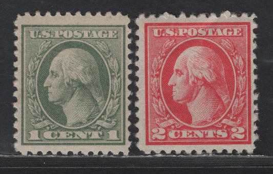 Lot 429 United States Of America SC#525-526 1c-2c Grey Green & Pale Carmine George Washington, 1908-1920 Washington-Franklin Issue, 2 VFOG Singles Offset Printing, 2c Is Type IV