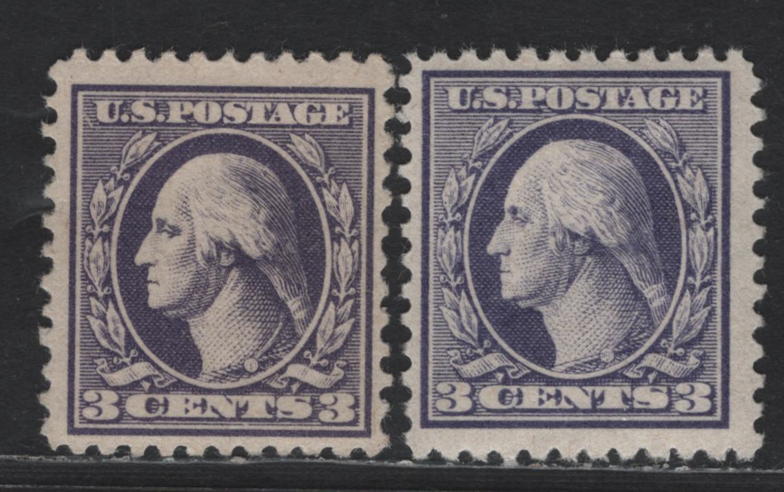 Lot 430 United States Of America SC#529-530 3c Violet George Washington, 1908-1920 Washington-Franklin Issue, 2 Fine OG Singles Offset Printing Types III & IV