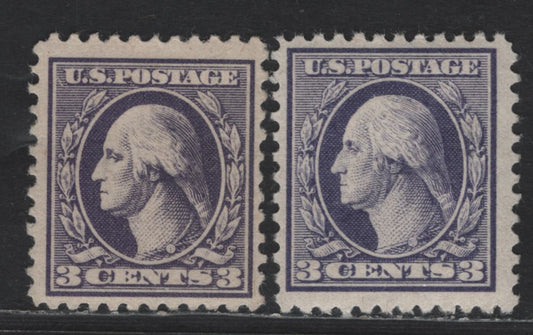 Lot 430 United States Of America SC#529-530 3c Violet George Washington, 1908-1920 Washington-Franklin Issue, 2 Fine OG Singles Offset Printing Types III & IV