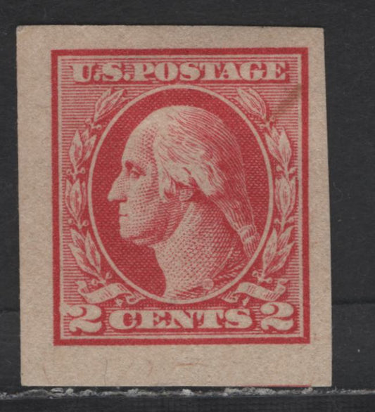 Lot 432 United States Of America SC#532 2c Carmine George Washington, 1908-1920 Washington-Franklin Issue, A Fine OG Single Imperforate, Offset Printing, Type IV, Tiny Shallow Hinge Thin