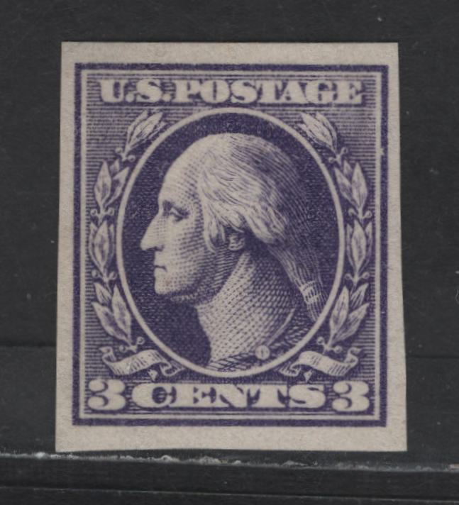 Lot 433 United States Of America SC#535 3c Violet George Washington, 1908-1920 Washington-Franklin Issue, A VFOG Single Imperforate, Offset Printing, Type IV