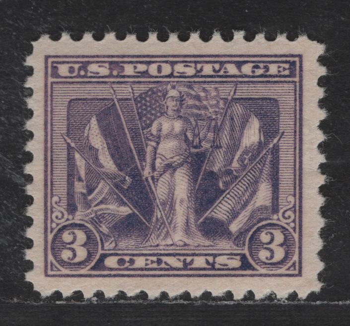 Lot 435 United States SC#537 3c Violet Victory and Flags of the Allies, 1919 Victory Issue, A VFOG Single, Perf 11, Flat Plate Printing