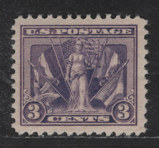Lot 435 United States SC#537 3c Violet Victory and Flags of the Allies, 1919 Victory Issue, A VFOG Single, Perf 11, Flat Plate Printing