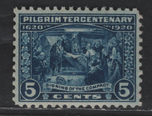 Lot 439 United States SC#550 5c Deep Blue Signing of the Compact, 1920 Pilgrim Tercentenary Issue, A VFLH Single, Unwatermarked, Perf 11