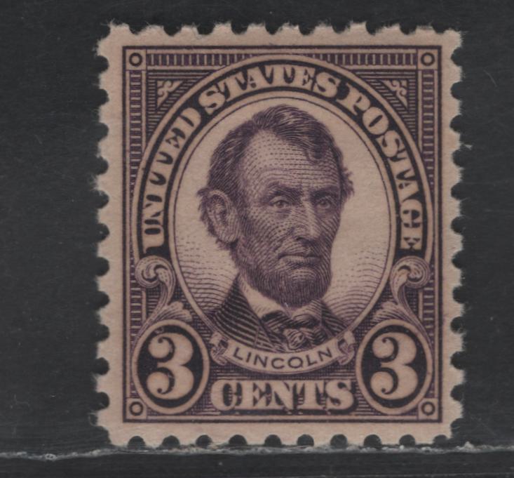 Lot 458 United States SC#584 3c Violet Lincoln, 1923-1926 Presidents Issue, A VFOG Single, Perf 10, Stamp Designs 19.5x22.5mm