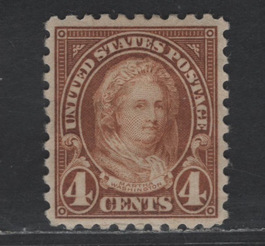Lot 459 United States SC#585 4c Yellow Brown Martha Washington, 1923-1926 Presidents Issue, A VFOG Single, Perf 10, Stamp Designs 19.5x22.5mm