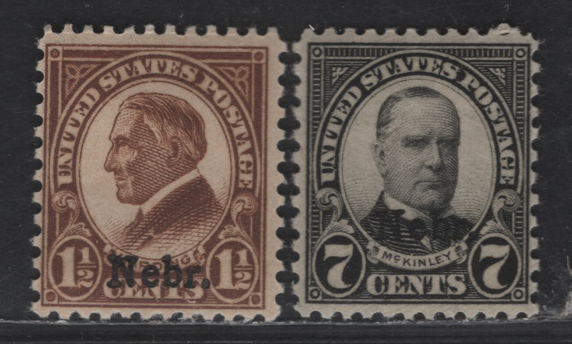 Lot 474 United States SC#670, 676 1.5c - 7c Brown - Black Harding - McKinley, 1929 Overprinted Presidents Issue, 2 FOG Singles