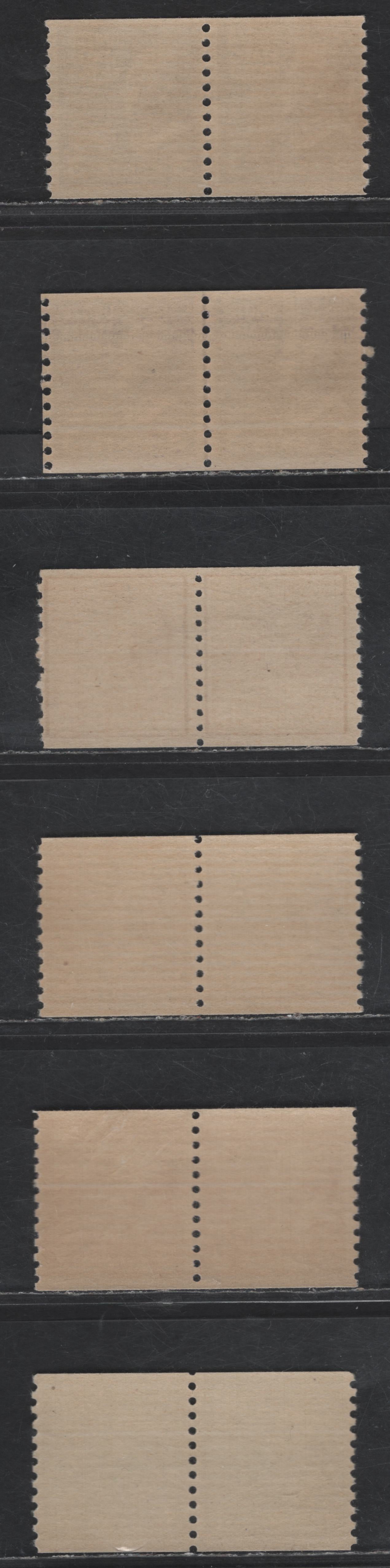 Lot 494 United States SC#839, 840-842, 847 1c - 10c Green - Brown Red George Washington - John Tyler, 1938-1954 Presidential Issue, 5 FNH Coil Pairs, Perf 10 Vertical, 3c Gripper Coil Line Pair, GumDisturbace On 1 Stamp Of 2c Pair