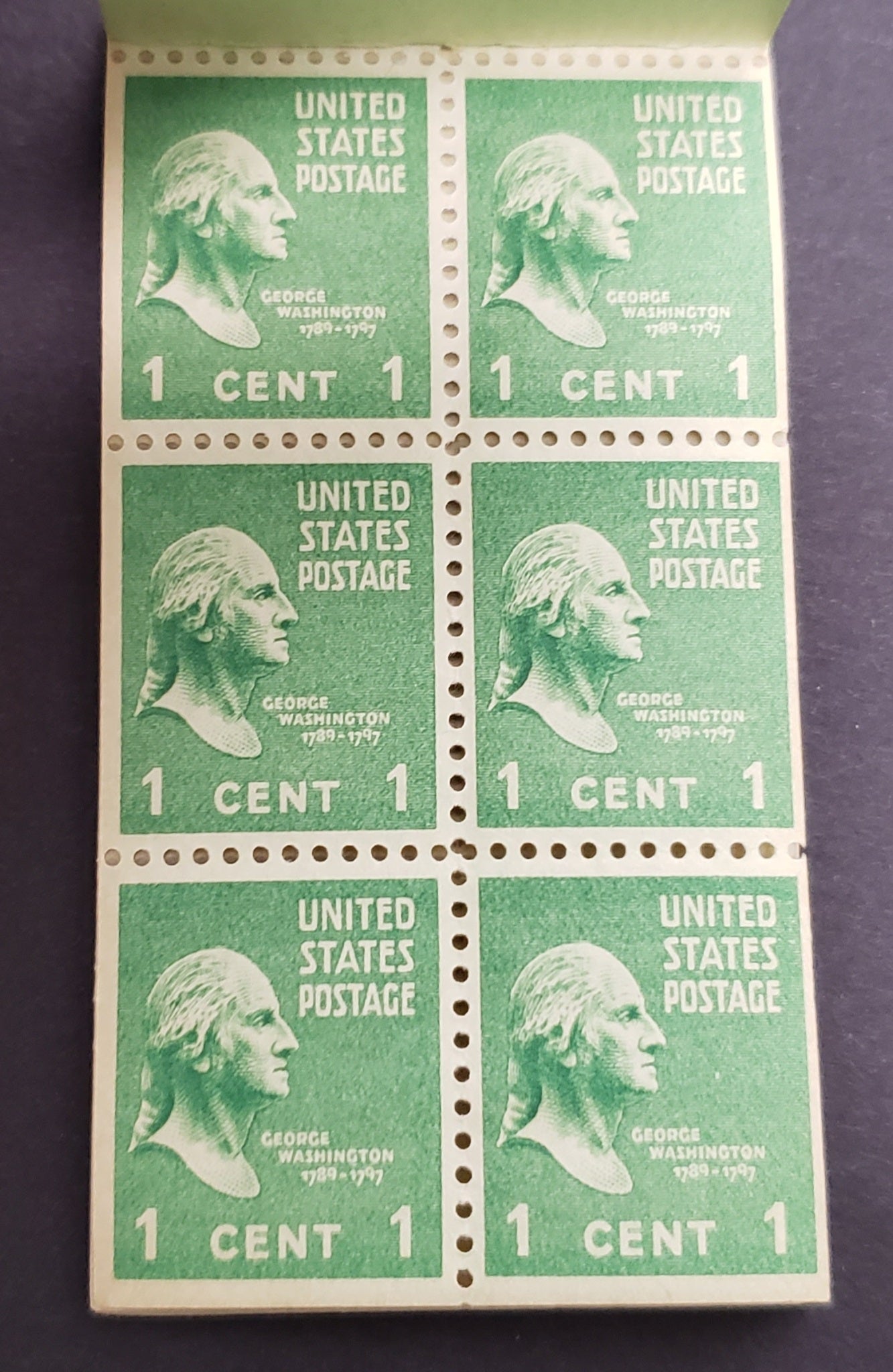 Lot 496 United States SC#BK86 1c Green George Washington, 1939-1942 Presidential Issue, A VFNH Almost Complete Booklet, Contains 3 Of The 4 Panes, 25c Booklet