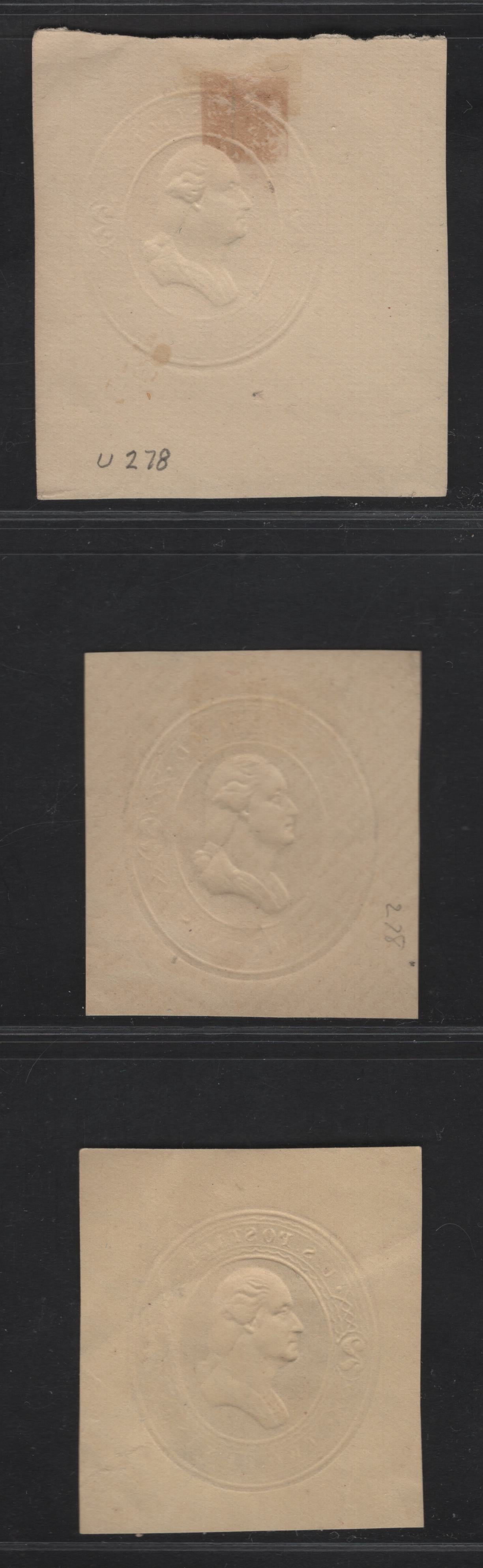 Lot 50 United States SC#U284 2c Brown Jackson, 1884-1886 Heads Issue, 3 Very Fine Used Singles, Amber Manilla, 3 Shades of Brown & Brown Lake