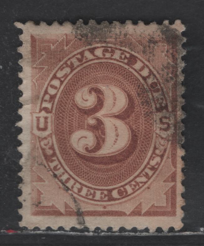 Lot 504 United States SC#J3 3c Brown Numeral, 1879 First Large Banknote Postage Due, A Very Fine Used Single