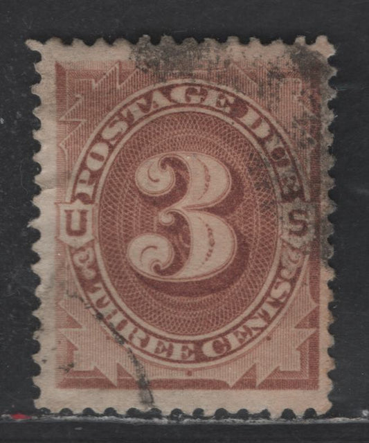 Lot 504 United States SC#J3 3c Brown Numeral, 1879 First Large Banknote Postage Due, A Very Fine Used Single