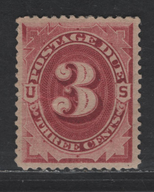 Lot 507 United States SC#J17 3c Claret Numeral, 1884-1890 Second Large Banknote Postage Due, A VFOG Single, Non-Fluorescent Ink Printing As OpposedTo J24, Which Is Fluorescent Ink