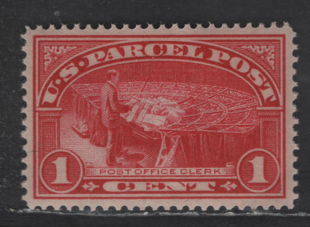 Lot 515 United States SC#Q1 1c Carmine Rose Post Office Clerk, 1913 Parcel Post Issue, A SUP/NH Single, Nearly Perfect Centering, Single Lined USPS Wmk, Top Margin Just Ever So Slightly Narrower Than Other 3