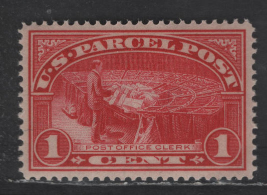 Lot 515 United States SC#Q1 1c Carmine Rose Post Office Clerk, 1913 Parcel Post Issue, A SUP/NH Single, Nearly Perfect Centering, Single Lined USPS Wmk, Top Margin Just Ever So Slightly Narrower Than Other 3