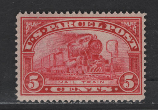 Lot 517 United States SC#Q5 5c Carmine Rose Mail Train, 1913 Parcel Post Issue, A VFOG Single, Single Lined USPS Wmk