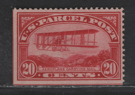 Lot 518 United States SC#Q8 20c Carmine Airplane Carrying Mail, 1913 Parcel Post Issue, A VFOG Single, Single Lined USPS Wmk
