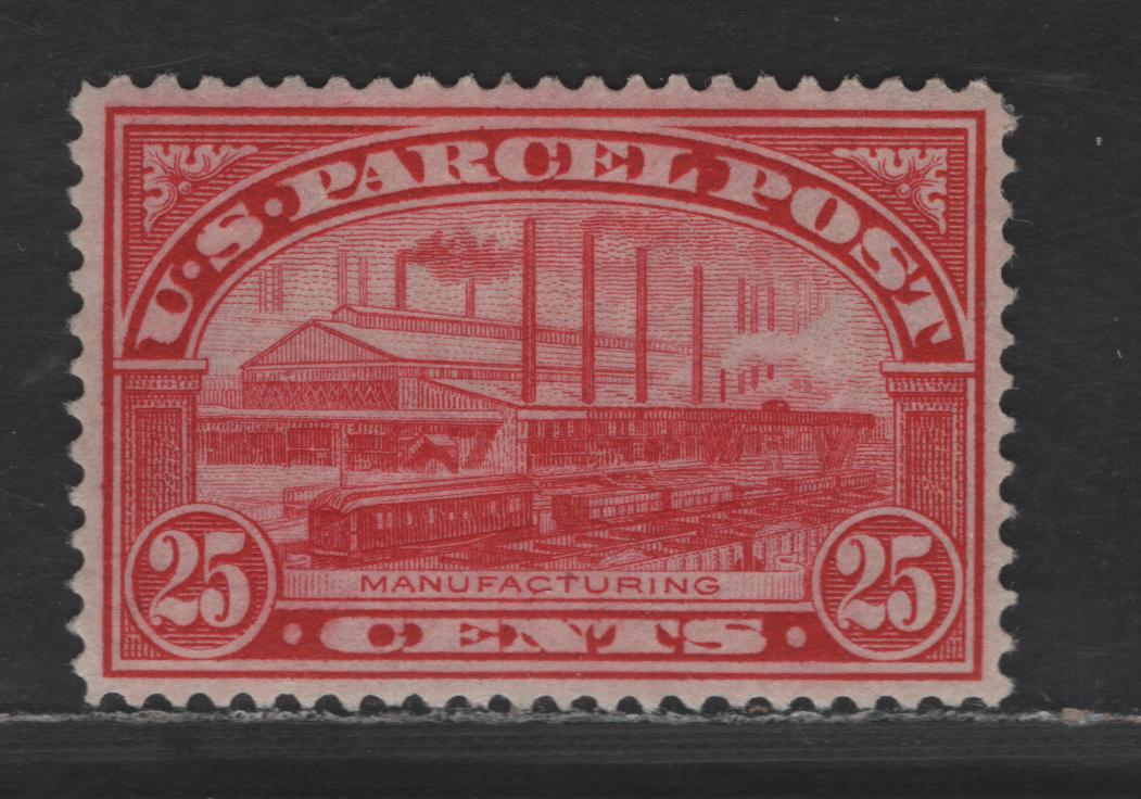 Lot 519 United States SC#Q9 25c Carmine Rose Manufacturing, 1913 Parcel Post Issue, A VFOG Single, Single Lined USPS Wmk