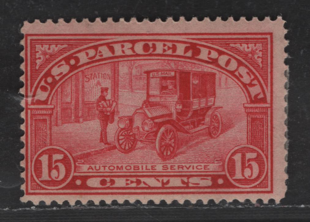 Lot 522 United States SC#Q7 15c Carmine Rose , 1913 Parcel Post Issue, A FOG Single, Single Lined USPS Wmk
