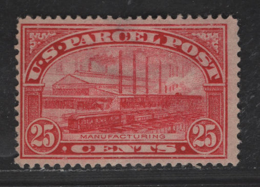Lot 523 United States SC#Q9 25c Carmine Rose , 1913 Parcel Post Issue, A FOG Single, Single Lined USPS Wmk