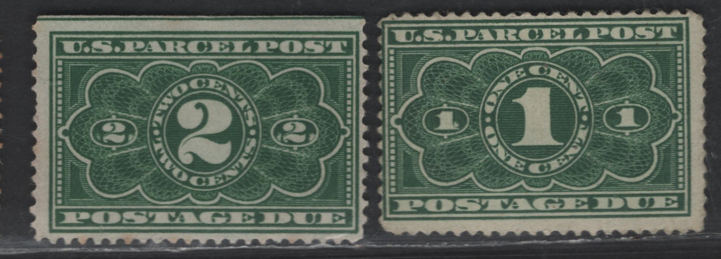 Lot 528 United States SC#JQ1-JQ2 1c - 2c Dark Green Numeral, 1913 Parcel Post Postage Due Issue, 2 VGOG & Unused Singles