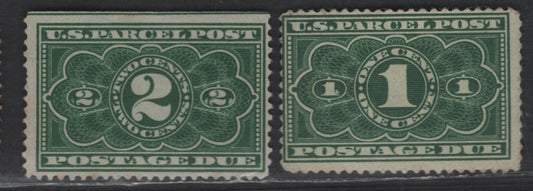 Lot 528 United States SC#JQ1-JQ2 1c - 2c Dark Green Numeral, 1913 Parcel Post Postage Due Issue, 2 VGOG & Unused Singles