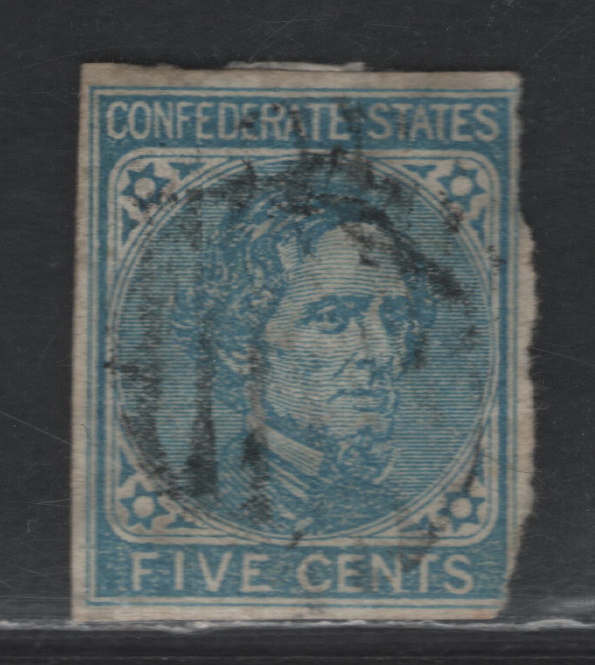 Lot 534 Confederate States SC#6 5c Green Jefferson Davis, 1862 Jefferson Issue, A Very Good Used Single
