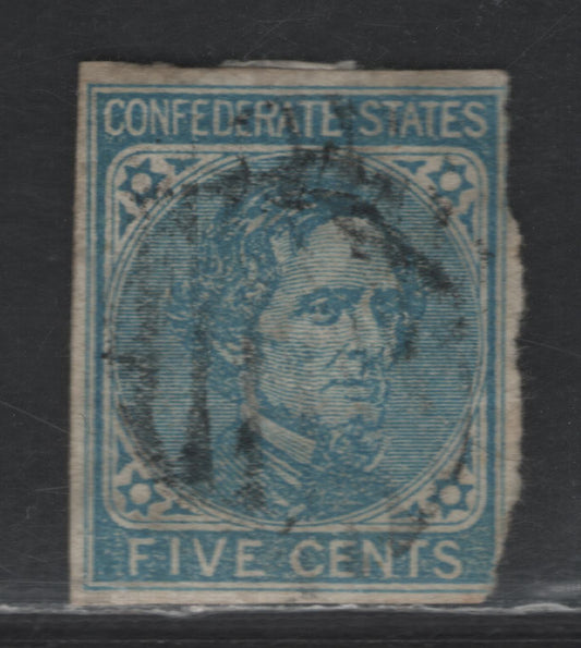 Lot 534 Confederate States SC#6 5c Green Jefferson Davis, 1862 Jefferson Issue, A Very Good Used Single