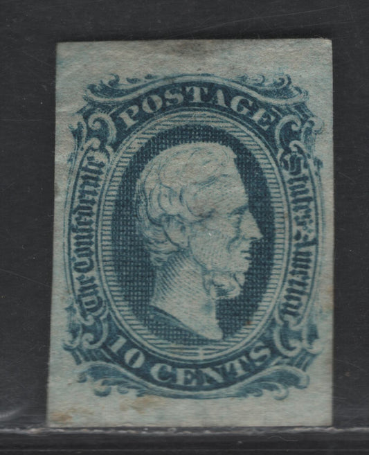Lot 535 Confederate States SC#11 10c Blue Jefferson Davis, 1863-1864 Jefferson Issue, A Very Fine Unused Imperf Single, Die A