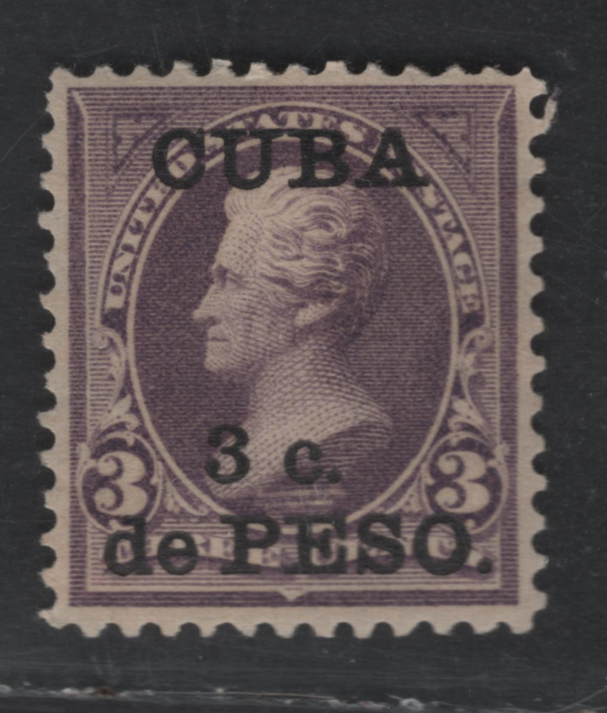 Lot 536 Cuba SC#224 3c on 3c Purple Heads of State, 1899 Overprinted Bureau Issue, A VFOG Single