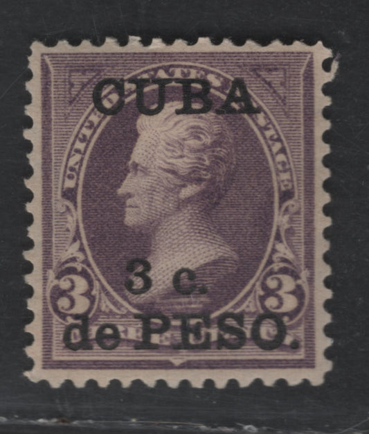 Lot 536 Cuba SC#224 3c on 3c Purple Heads of State, 1899 Overprinted Bureau Issue, A VFOG Single