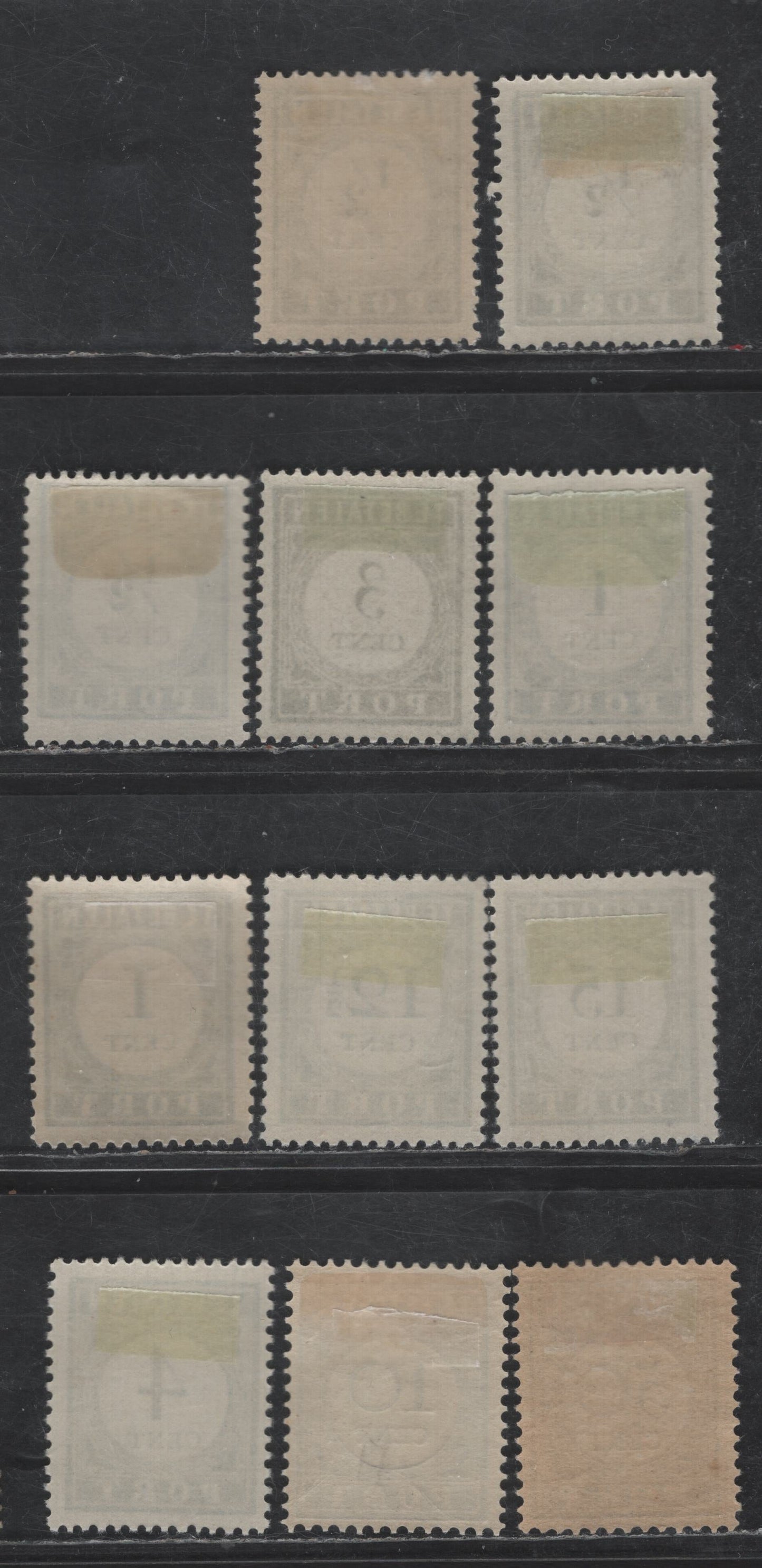 Lot 537 Netherlands SC#J44-J45, J48-J49, J55-j57, J60 1/2c - 50c Ultramarine - Pale Ultramarine Numerals, 1912 Postage Dues, 8 F/VFOG Singles
