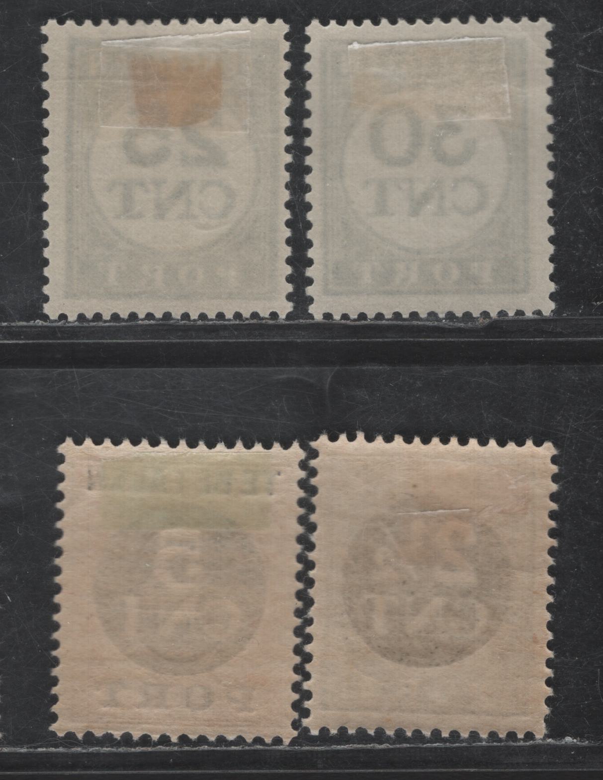 Lot 539 Netherlands SC#J69-J70, J73, J77 25c - 5c on 1c Pale Ultramarine - Red Numerals, 1921-1924 Postage Dues, 4 F/VFOG Singles