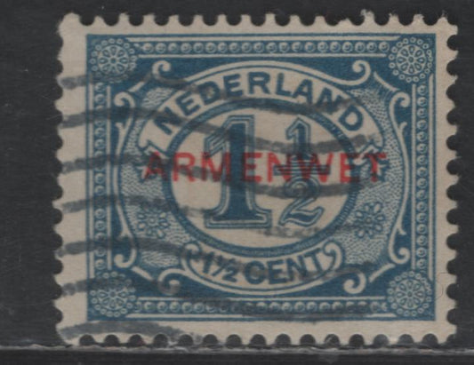 Lot 542 Netherlands SC#O8 1/2c Blue Numerals, 1919 Official Overprinted Issue, A Fine Used Single, Red Overprint, Cancellation Lives Above Overprint