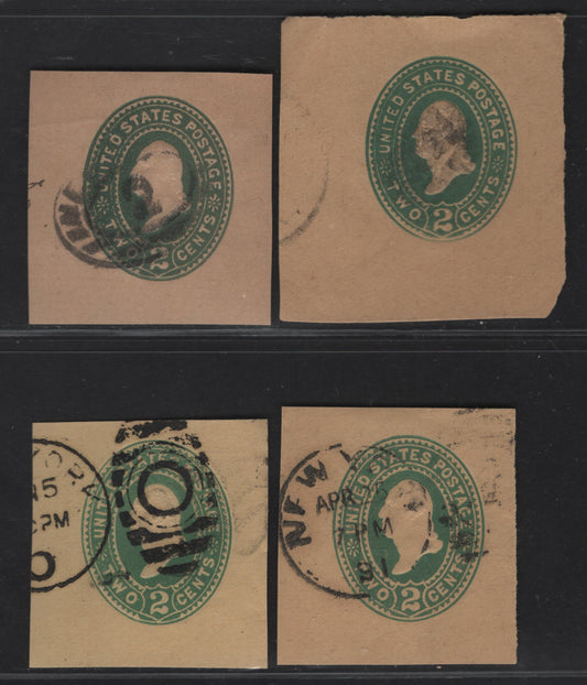 Lot 56 United States SC#W316, U317 2c Green Washington, 1887-1894 Heads Issue, 4 Very Fine Used Singles, Wrapper On Manilla & Envelope on Amber Manilla