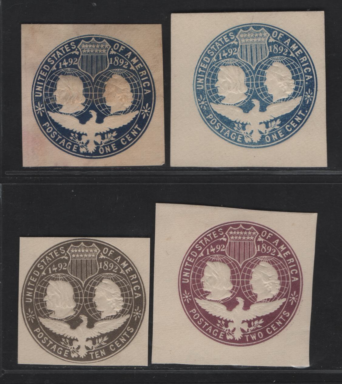 Lot 61 United States SC#U348-U349,U351 1c, 2c & 10c Blue, Dark Blue, Violet & Slate Brown Columbus & Liberty, 1893 Columbus Exposition Issue, 4 Fine/Very Fine Unused Singles