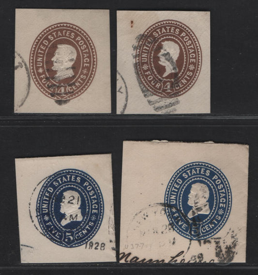Lot 67 United States SC#U371, U374, U377 4c - 5c Brown, Deep Blue & Dark Blue Lincoln - Grant, 1899 Heads Issue, 4 Very Fine Used Singles, Dies 1 &3, White Paper