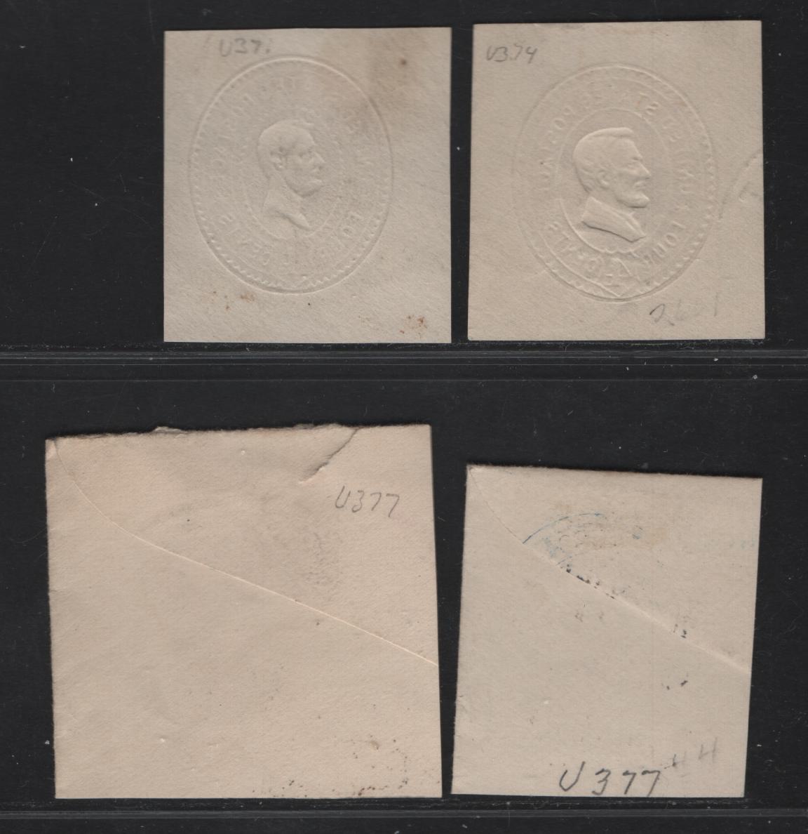 Lot 67 United States SC#U371, U374, U377 4c - 5c Brown, Deep Blue & Dark Blue Lincoln - Grant, 1899 Heads Issue, 4 Very Fine Used Singles, Dies 1 &3, White Paper
