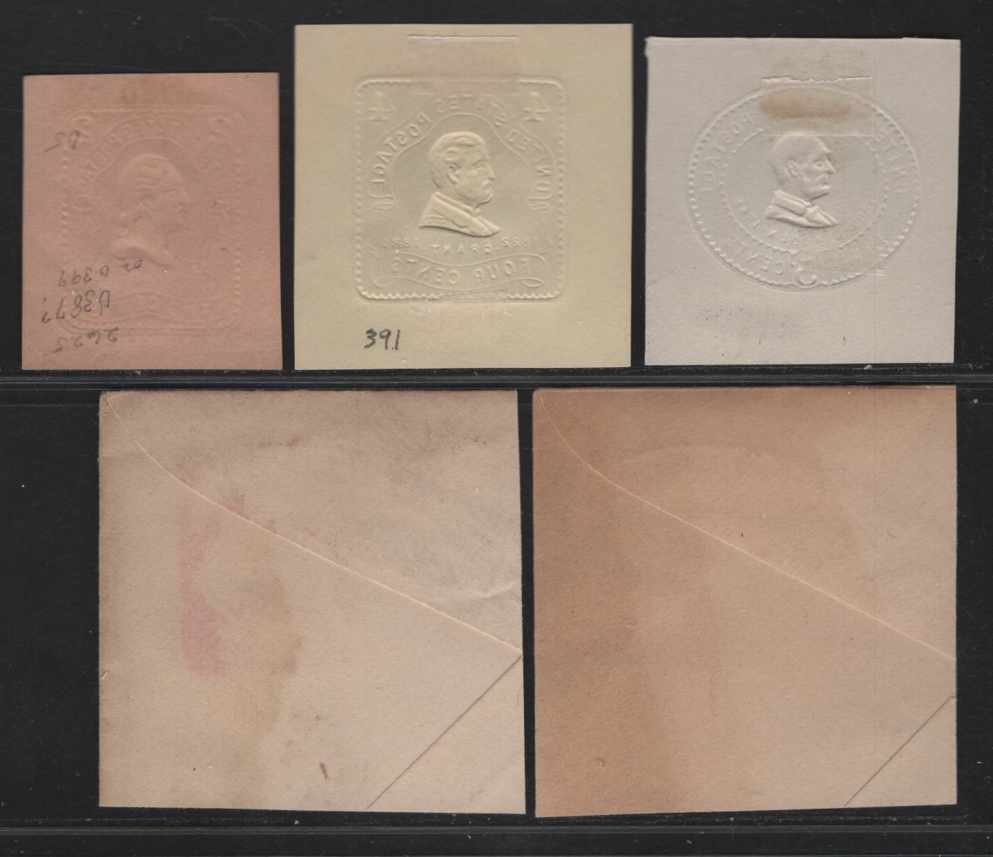 Lot 70 United States SC#U385, U396, U391, U393 2c, 4c & 5c Carmine, Brown & Blue Washington, 1903 Heads Issue, 4 Fine/Very Fine Unused Singles, Die 1 & 2, White, Oriental Buff & Amber, White With & Without Shading Lines On The Ribbon