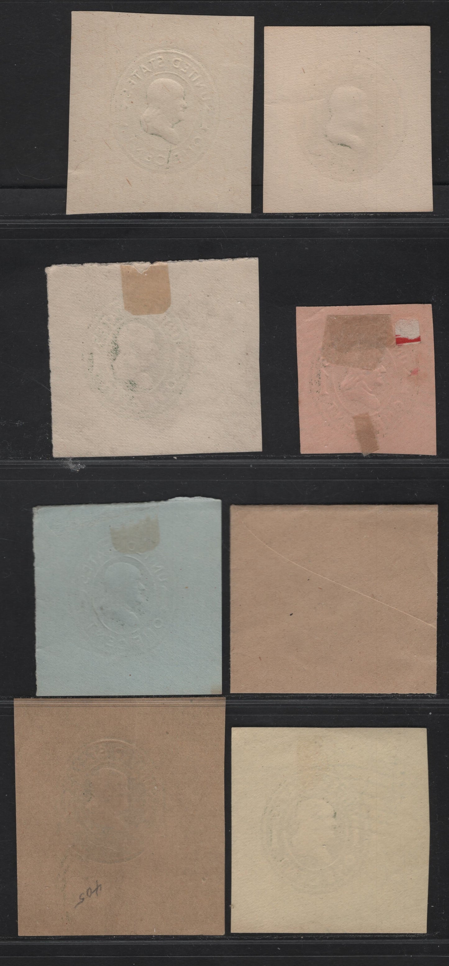 Lot 82 United States SC#U400,b, U402c, U403, U404, W405, U401 1c Green Franklin, 1907-1916 Heads Issue, 8 Very Fine Used Singles, Various Papers & Dies