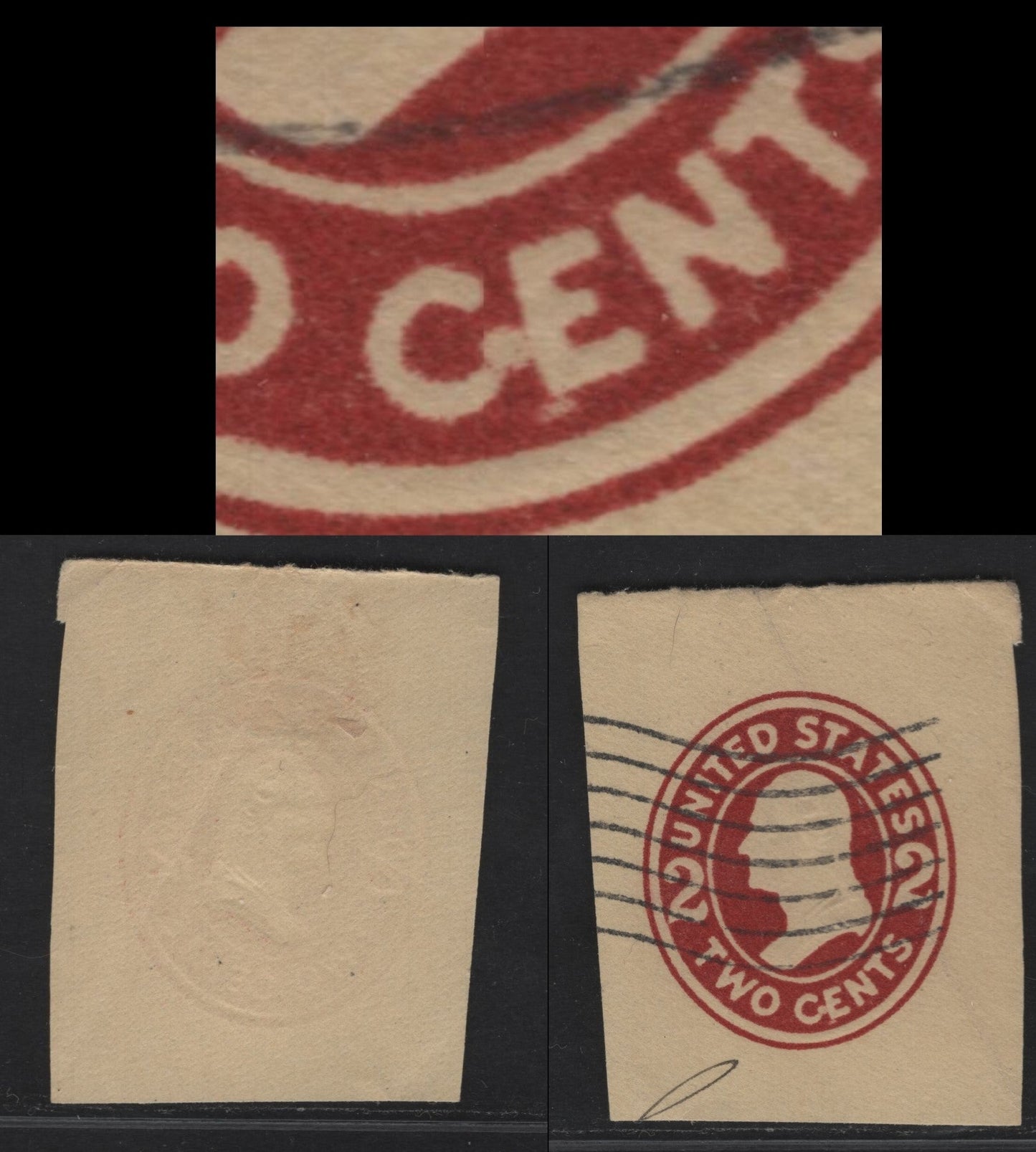 Lot 87 United States SC#U407bvar 2c Brown Red Franklin, 1907-1916 Heads Issue, A Very Fine Used Single, Amber Paper, Die 3, CE of Cents Joined, Which is Unlisted