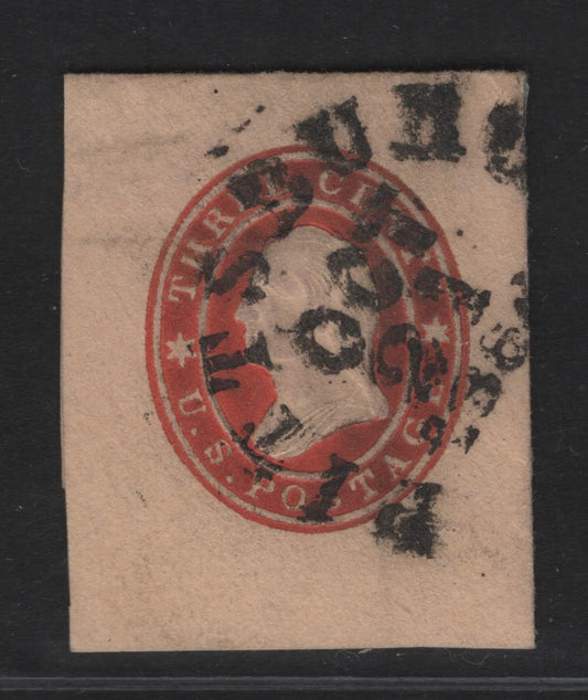 Lot 9 United States SC#U27 3c Red Washington, 1860-1861 Second Nesbitt Issue, A Very Fine Used Single, Buff Paper