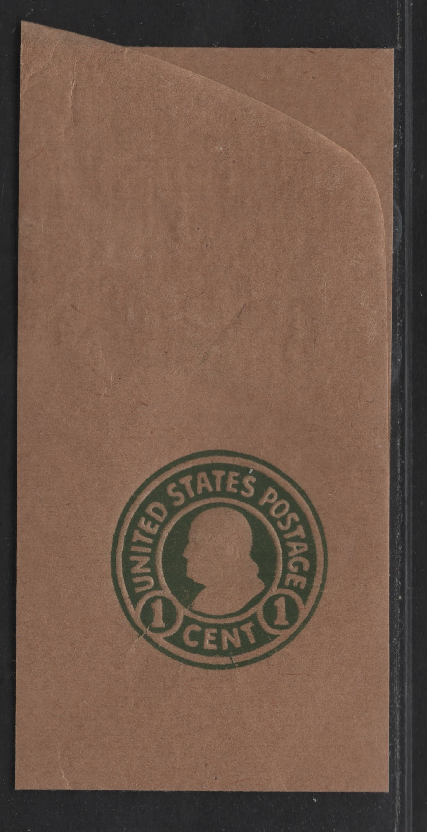 Lot 98 United States SC#W427 1c Green Franklin, 1915-1932 Heads Issue,  Very Fine Unused Single, Wrapper on Brown Glazed Paper