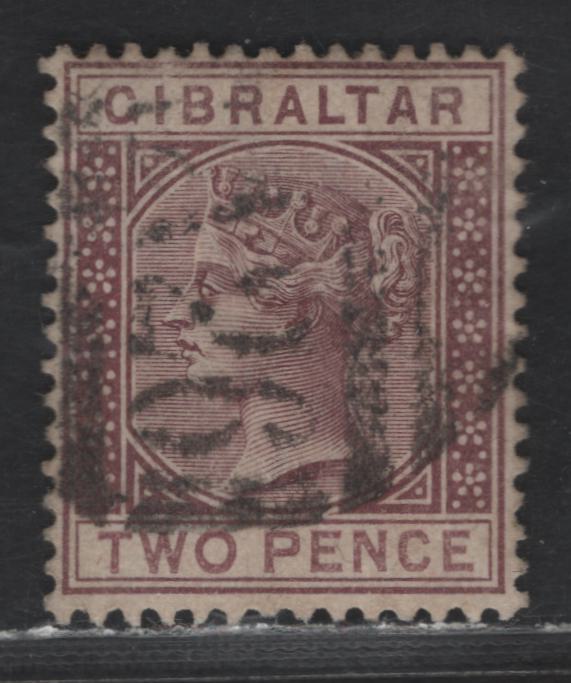 Lot 107 (C) Gibraltar SG#10 2d Brown Purple , 1886-1887 Queen Victoria Issue, A Very Fine Used Single