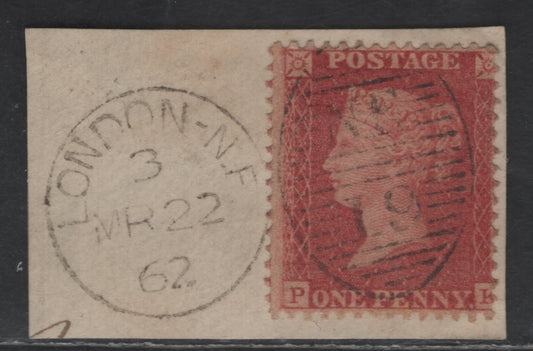 Lot 117 Great Britain SG#40 1d Rose Red Queen Victoria, 1856-1858 Perkins Bacon 'Stars' Issue, A Fine Used Single, Die 2, White Paper, Perf 14, Used on Piece